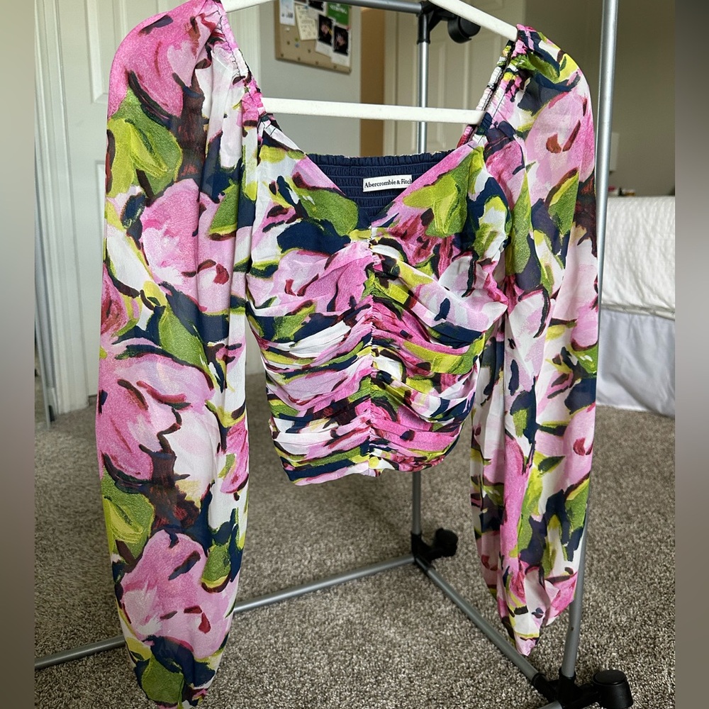Abercrombie & Fitch Multicolor Floral Ruched Blouse